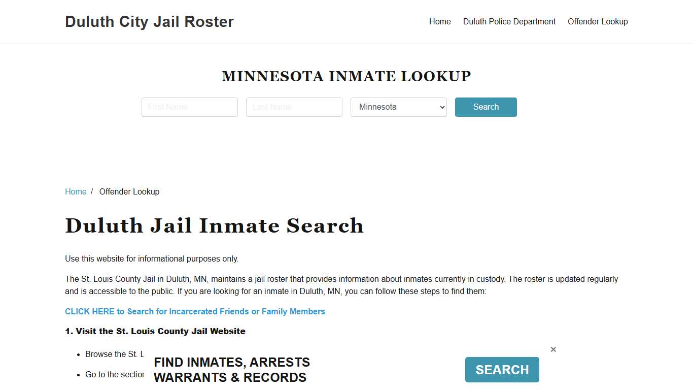 Duluth, MN Detainee Lookup