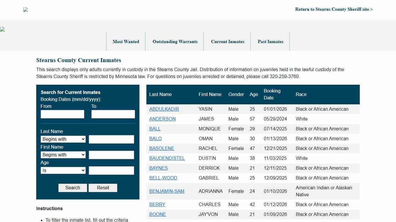 Stearns County, MN | Jail Roster Search